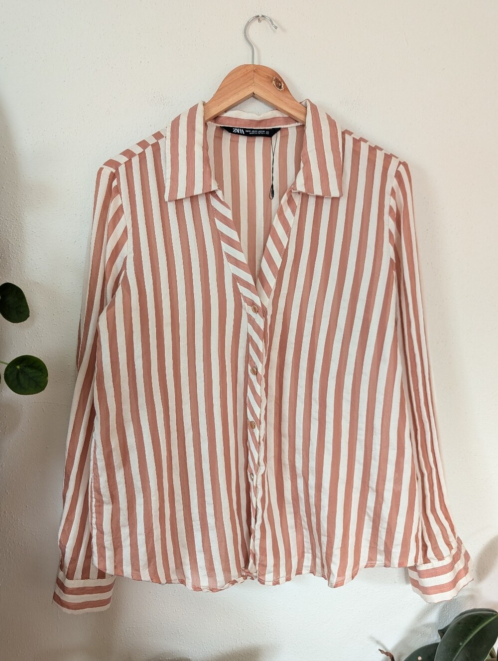 Zara | Striped Button Front Blouse